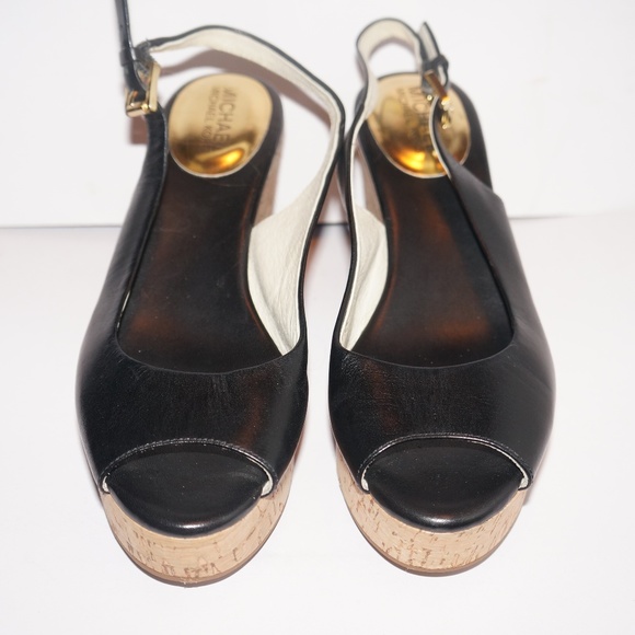MICHAEL Michael Kors Shoes - Michel Kors black leather wedge Sandals 7M
